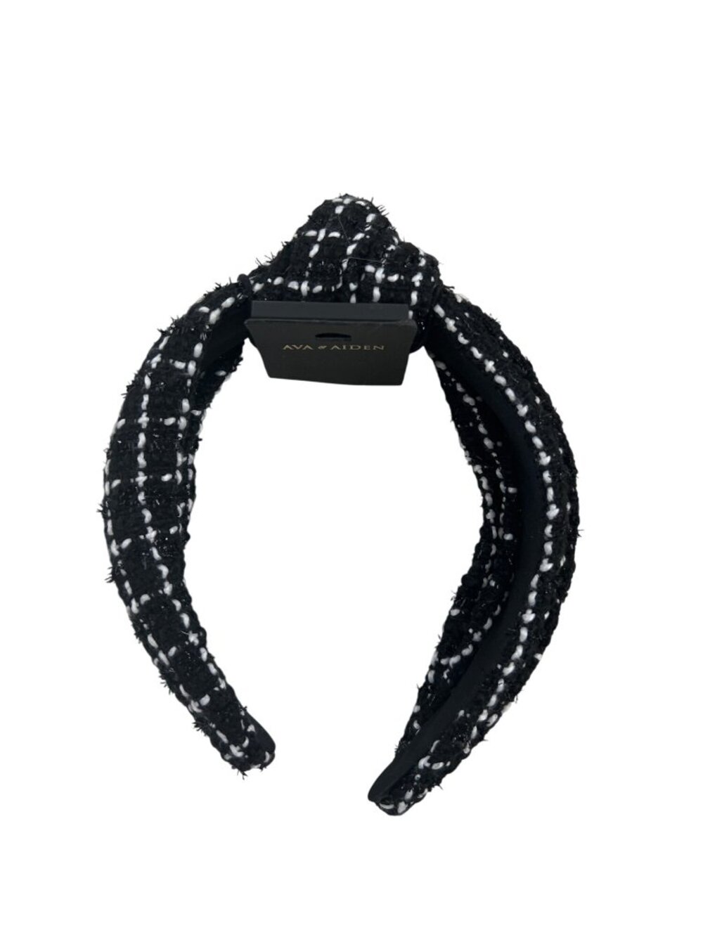 Ava & Aiden Black & White Tweed Slip-On Headband With Sparkle Detail